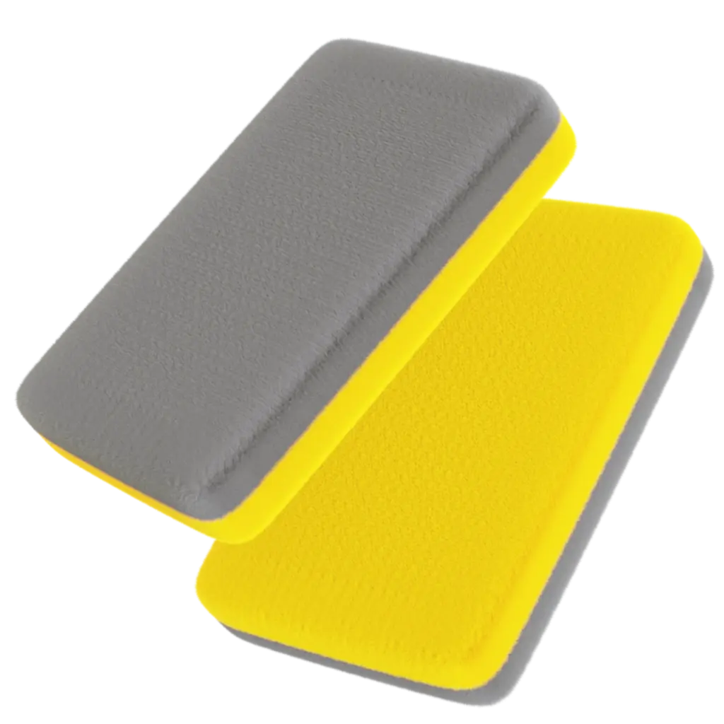 Thin Microfiber Terry Coating Applicator Sponge with Plastic Barrier 5"x3.5"x0.75" Gold/Gray - Angelwaxshop