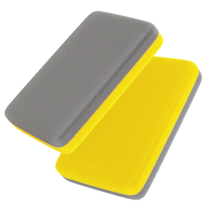 Thin Microfiber Terry Coating Applicator Sponge with Plastic Barrier 5"x3.5"x0.75" Gold/Gray - Angelwaxshop